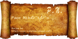 Paor Nikétás névjegykártya